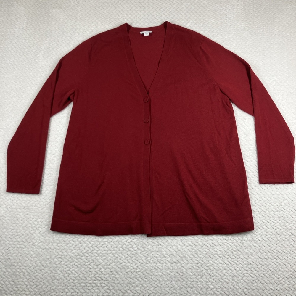 J. Jill Cardigan Sweater Large Red Button Holidays‎ Christmas - Picture 2 of 12